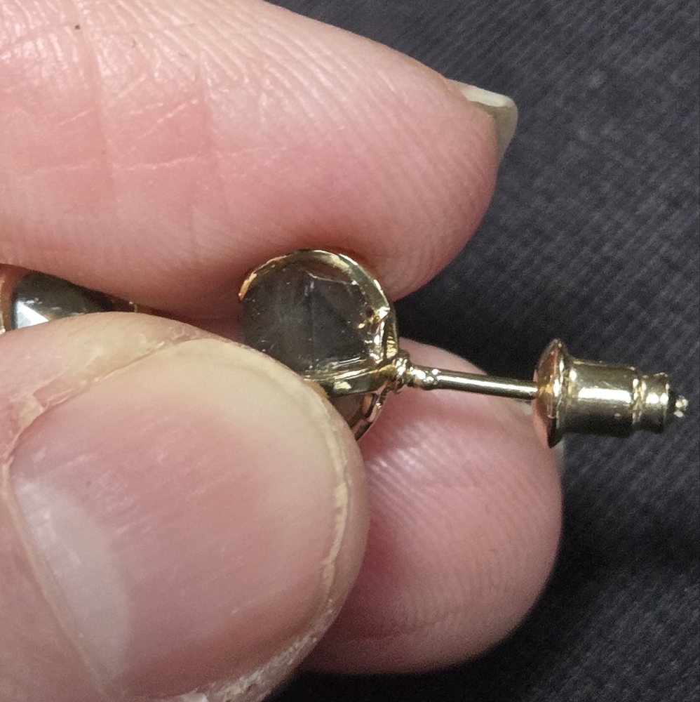 Labradorite Natural 4k Point Sterling & Gold Earrings - Picture 10 of 10